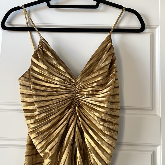 Anthropologie Delfi Collective Pleated V-Neck Velvet Sheath Gown size M - Picture 7 of 9